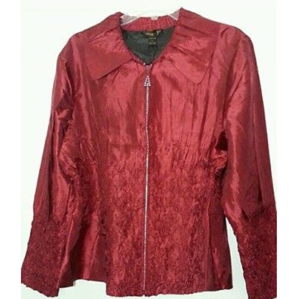 Jerry T Women’s Red Jacket Top Blouse Shirt.
